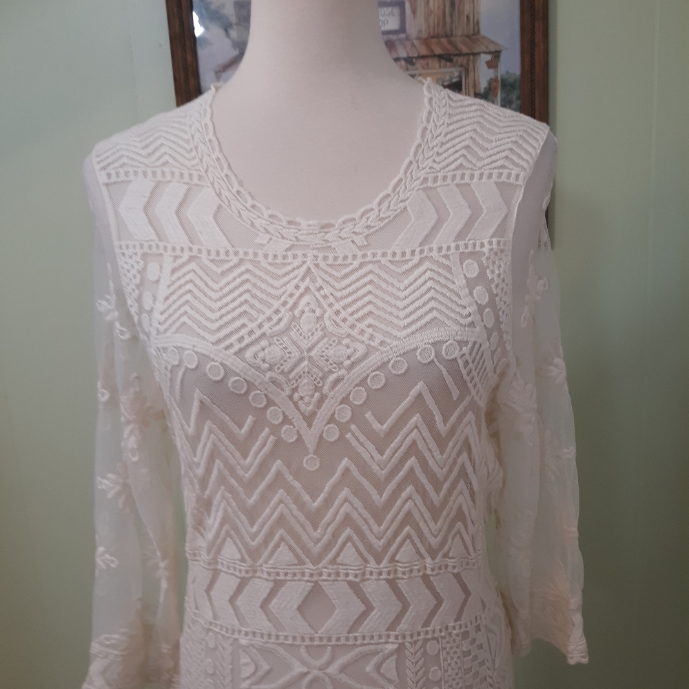 Umgee ivory lace dress coverup S/M *N - Picture 3 of 9